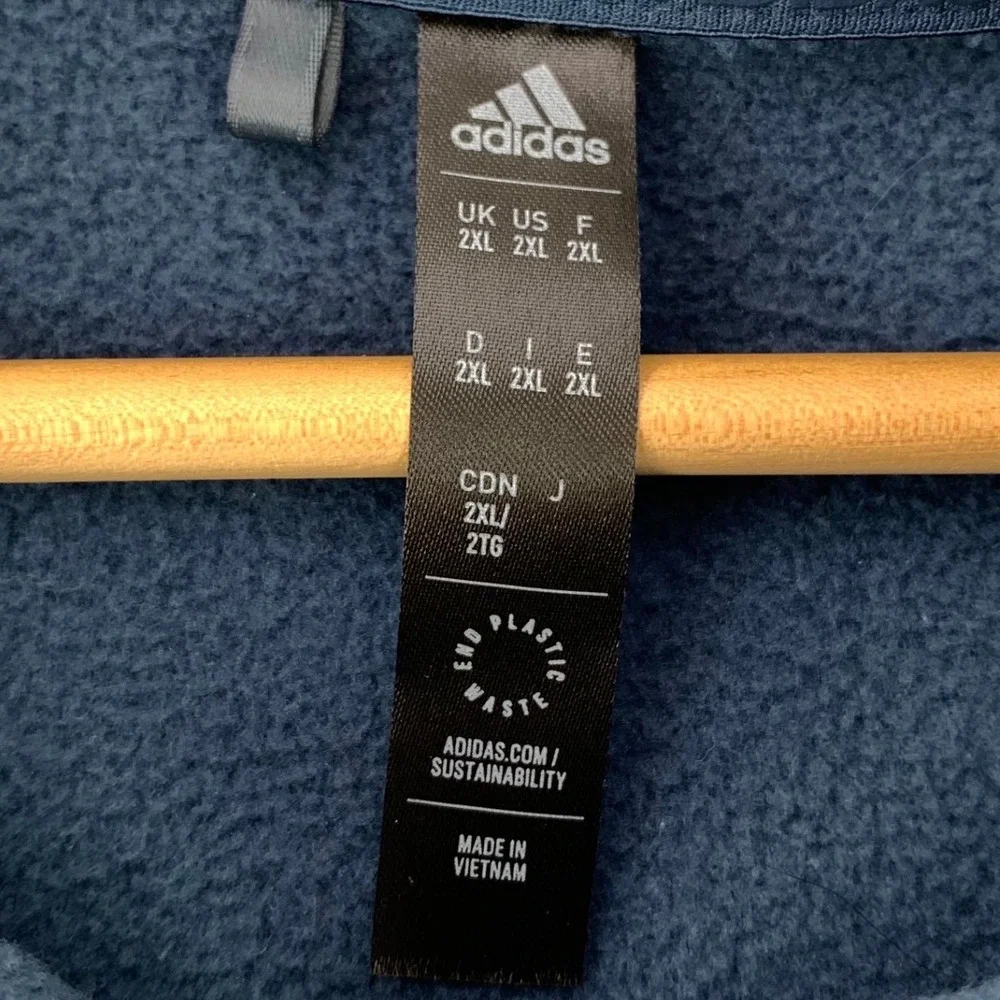 Adidas Terrex Fleece Hooded Vest Mens 2XL Blue Full Zip Outdoor Activewear